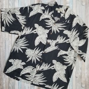 Tommy Bahama Black Floral Silk Shirt